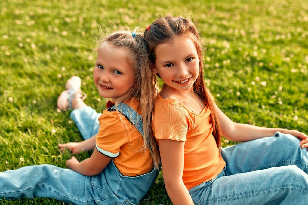 Happy family relaxing in the park